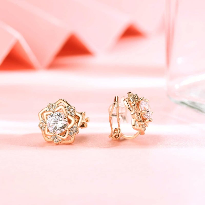 AllenCOCO Clip on Earrings Women, 14K Gold Hoop Clip-On Earrings for Women, Hypoallergenic Non Pierced Croissant Earrings - Image 5